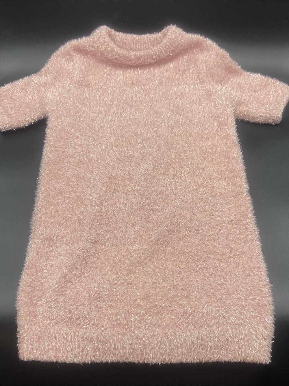 Primark Little Girls 5/6y Pink Sparkle Fuzzy Sweater Dress Short Sleeve